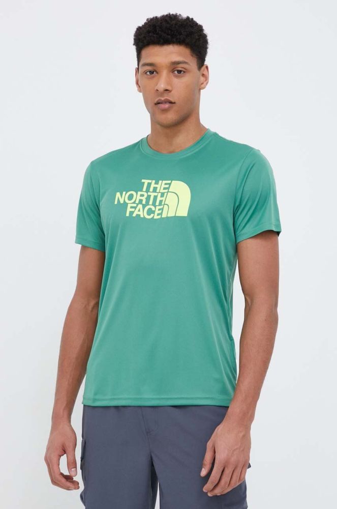Спортивна футболка The North Face Reaxion Easy колір зелений з принтом (3246434)