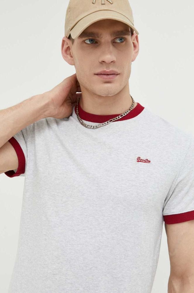 Бавовняна футболка Superdry колір сірий меланж (2997804)
