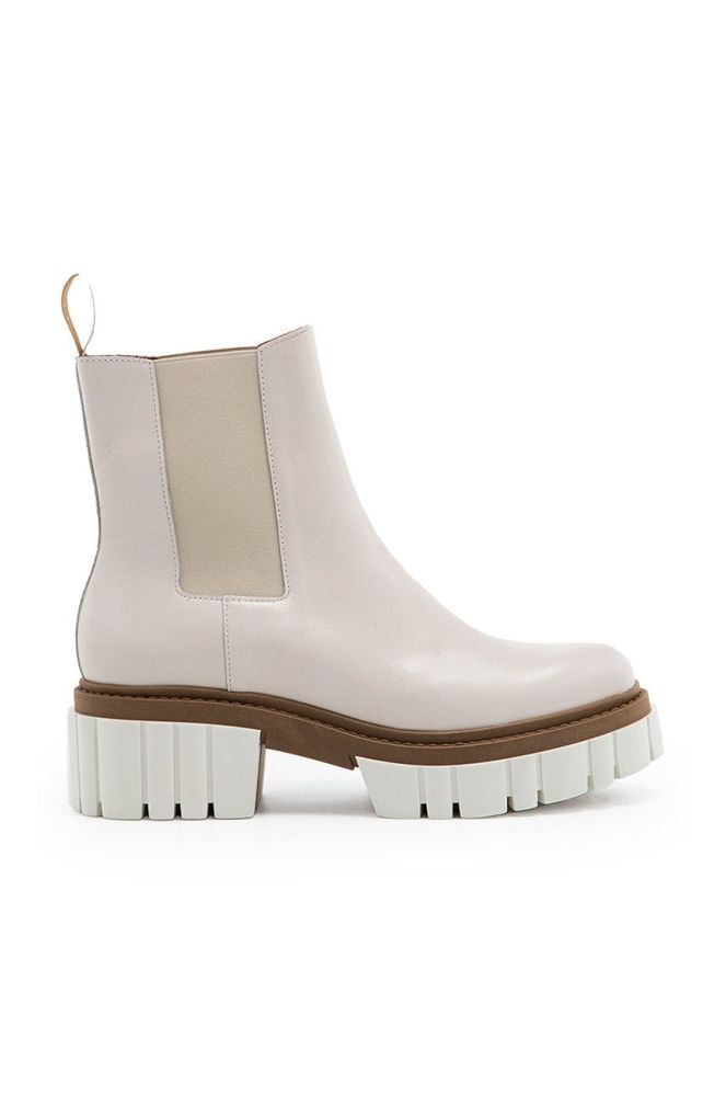 Шкіряні черевики Charles Footwear жіночі колір бежевий на платформі (2719218)